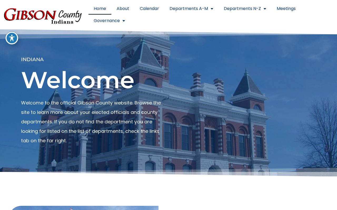 Gibson County official home page serving as county context for Owensville court records