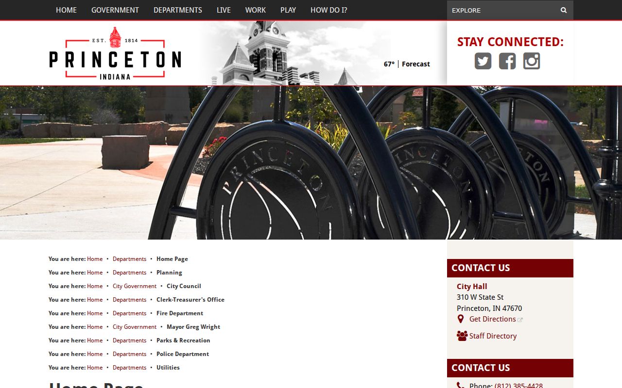 Princeton departments directory separate from Gibson County court records