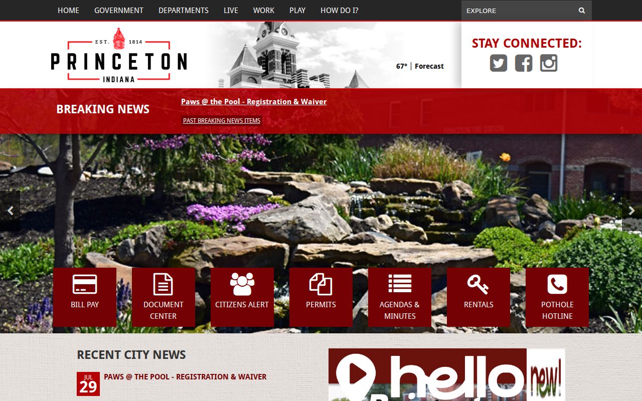 Official Princeton city portal for municipal services rather than court docket searches