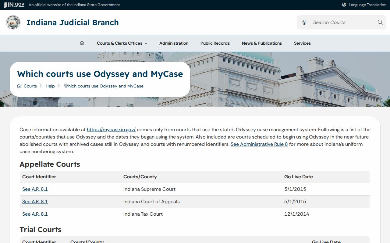 Gibson County court docket Odyssey court listing